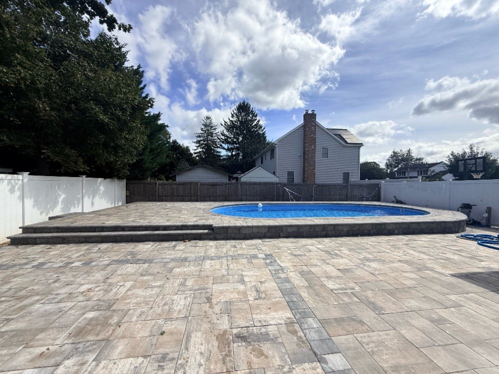 Completed Long Island pool and outdoor living project