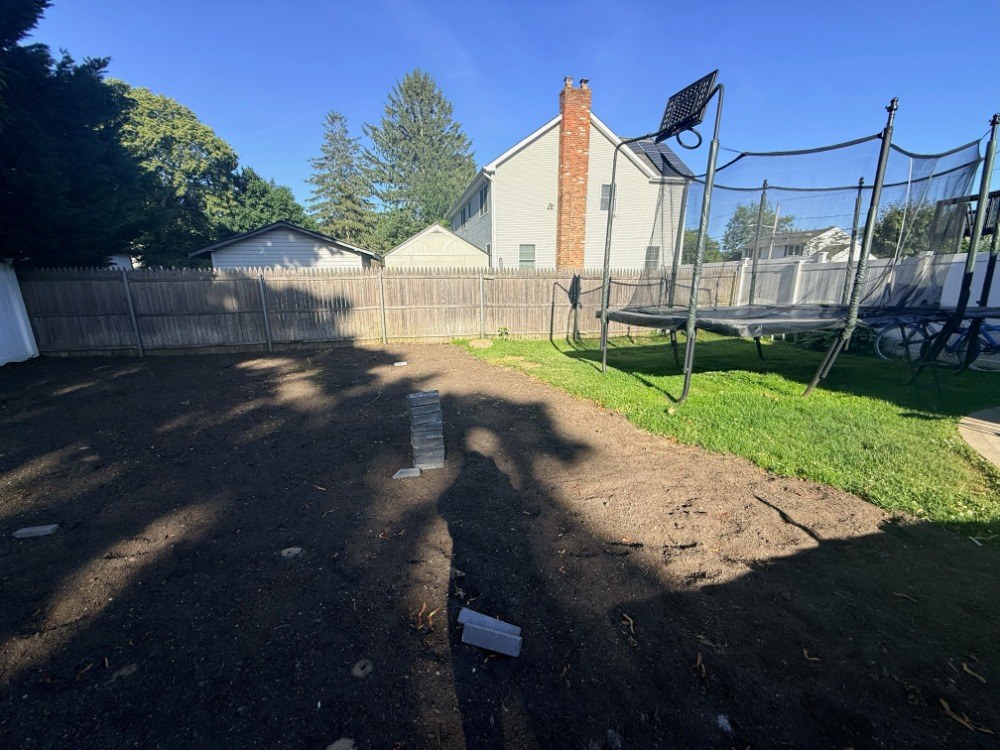 Long Island backyard before the pool renovation